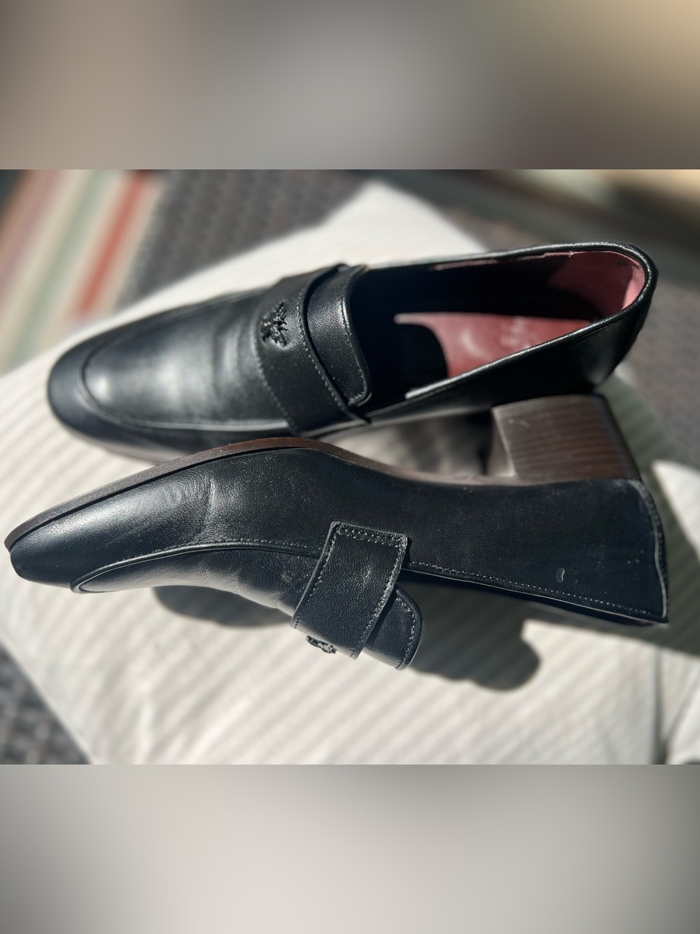 Bougeotte Women’s Leather Medallion Heeled Loafers